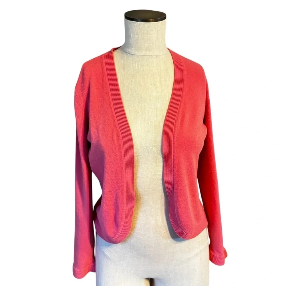 Talbots Made In Italy Coral Open Shrug Knit Long Sleeve Cardigan Sz S